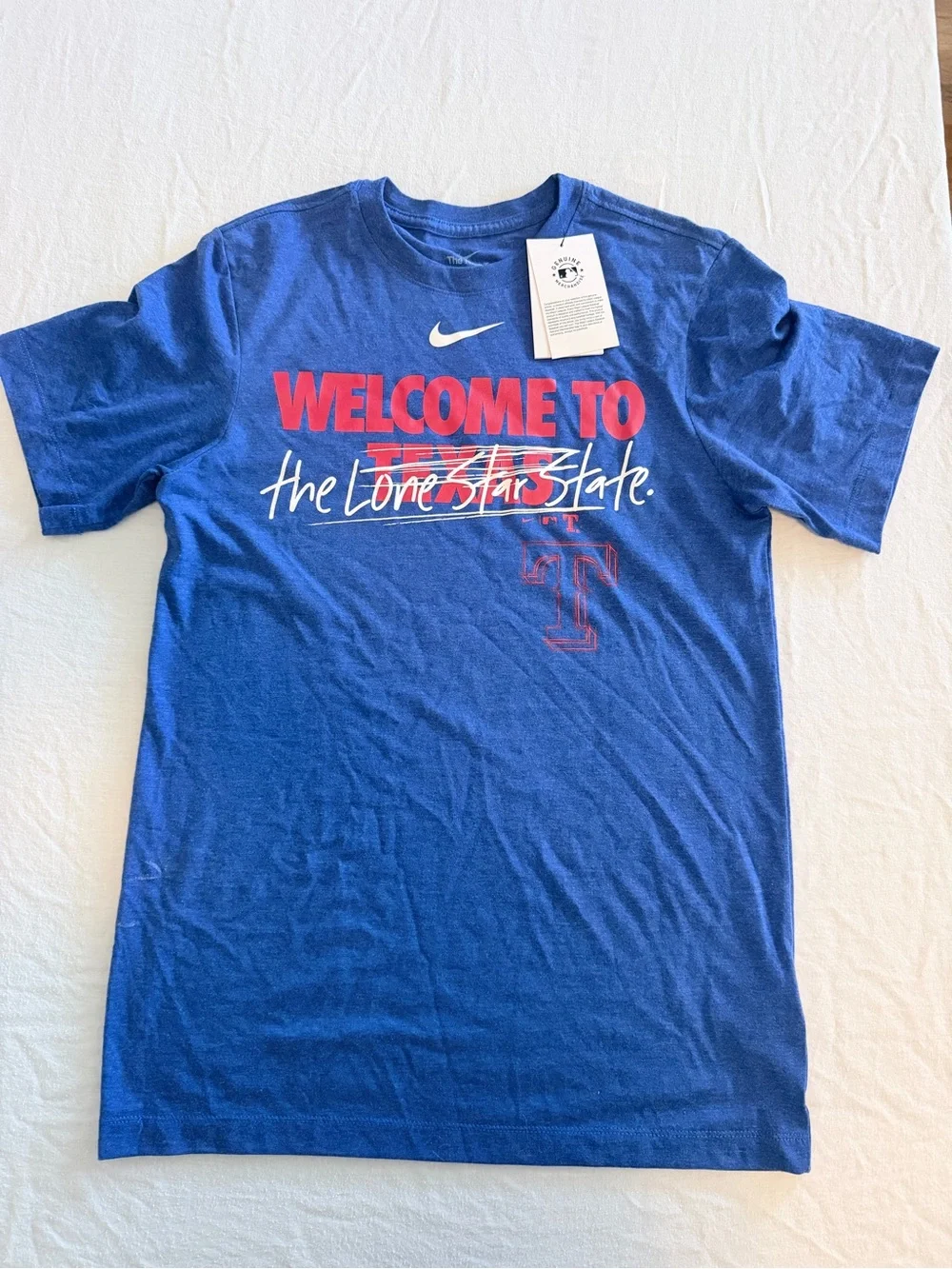 Nike Royal Blue Tee with Red Graphic and White Swoosh